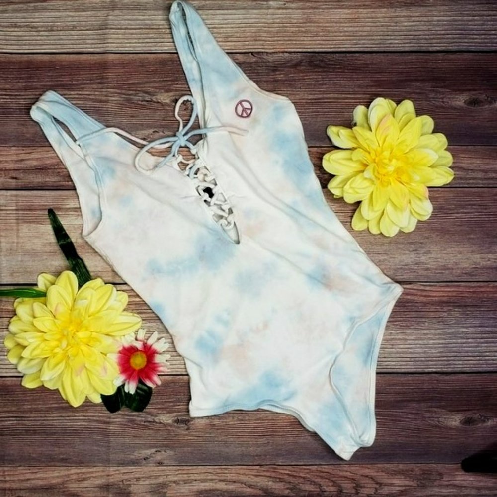 **3/$20** - NWT PacSun LA Hearts Tie Dye Lace-Up Bodysuit, XS